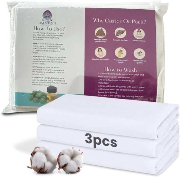 Organic Cotton Flannel for Castor Oil Packs - 3 Pack