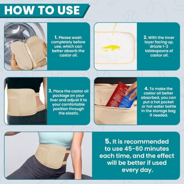 Castor Oil Wrap Set for Waist and Neck - 2 Pieces - Image 7