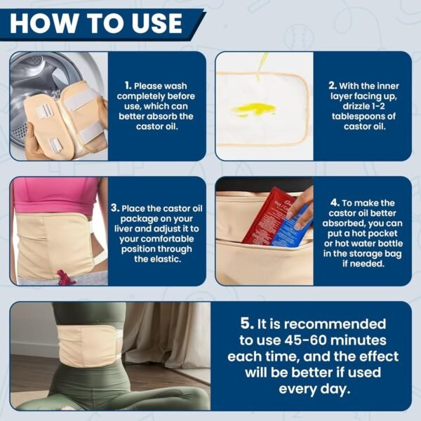 Castor Oil Pack Wrap Set for Women - 4 Pieces - Image 8