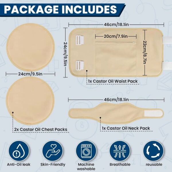 Castor Oil Pack Wrap Set for Women - 4 Pieces - Image 3